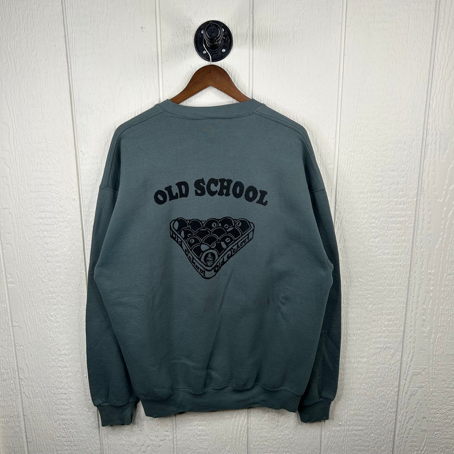 Vintage Heavyweight Sage Green Old School Screen Printed Crewneck (XL)