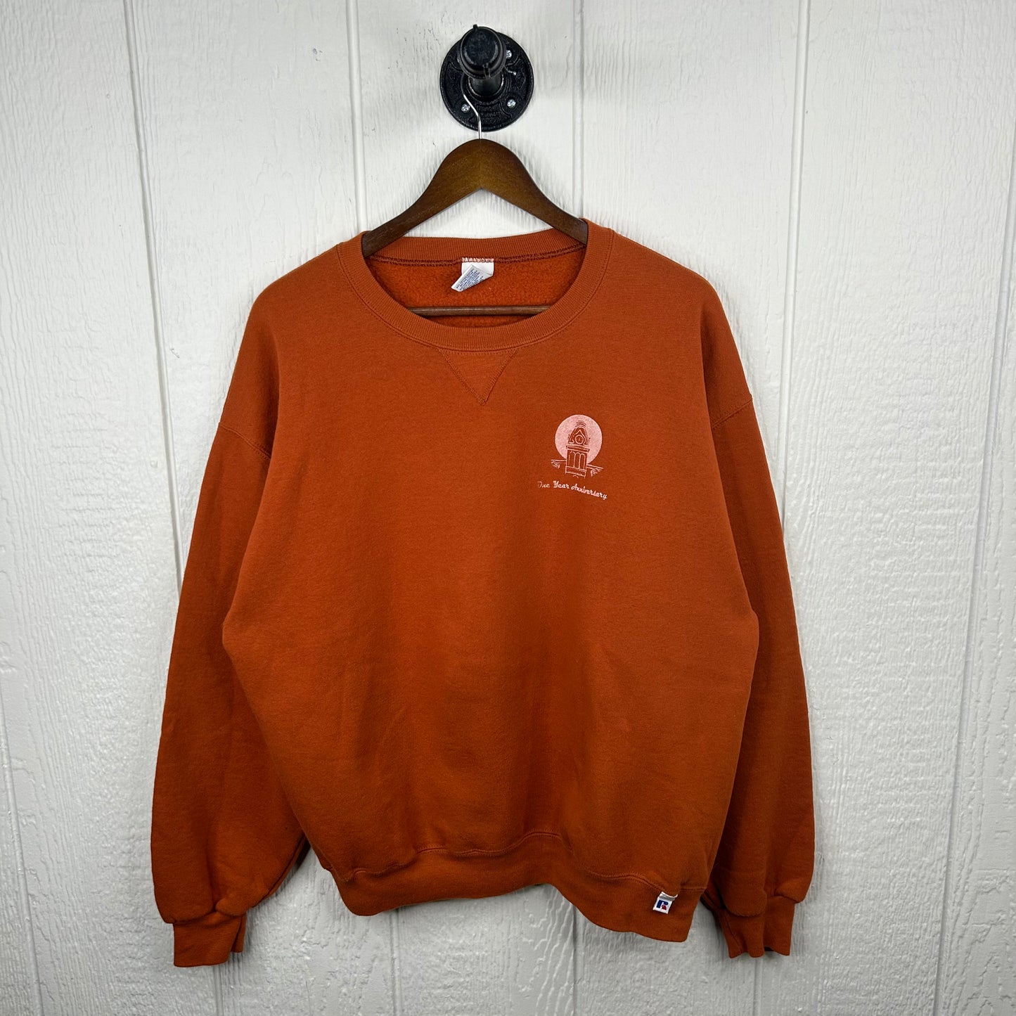 Vintage Heavyweight Burnt Orange Old School Screen Printed Crewneck (L)