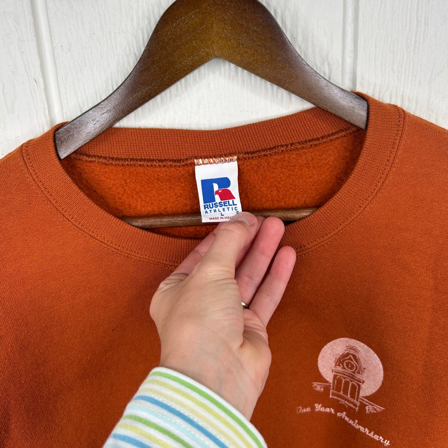 Vintage Heavyweight Burnt Orange Old School Screen Printed Crewneck (L)