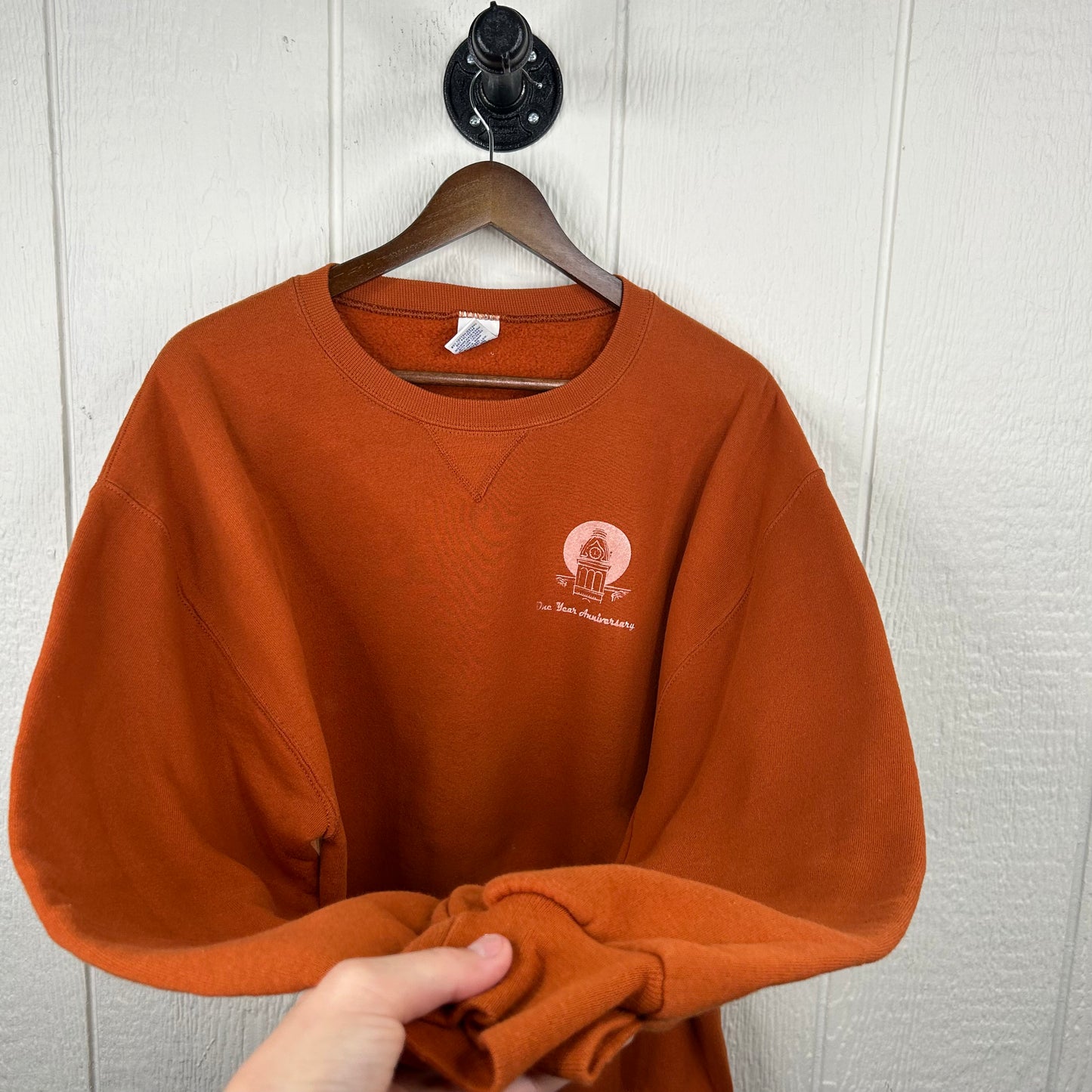 Vintage Heavyweight Burnt Orange Old School Screen Printed Crewneck (L)