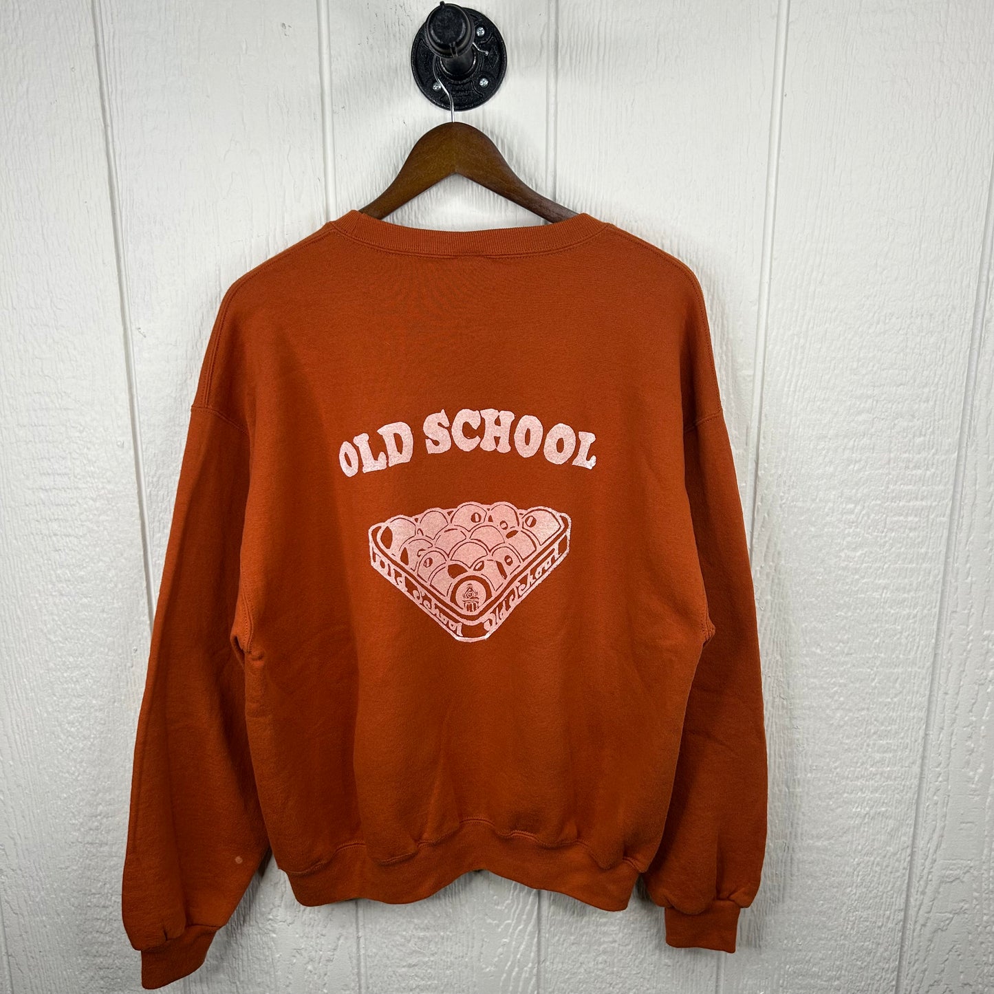 Vintage Heavyweight Burnt Orange Old School Screen Printed Crewneck (L)