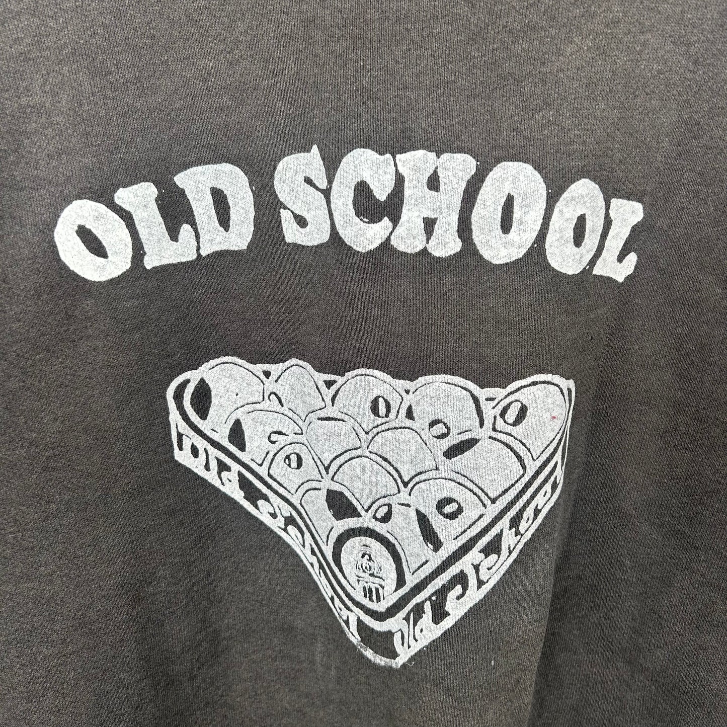 Vintage Faded Black Old School Screen Printed Crewneck (L)