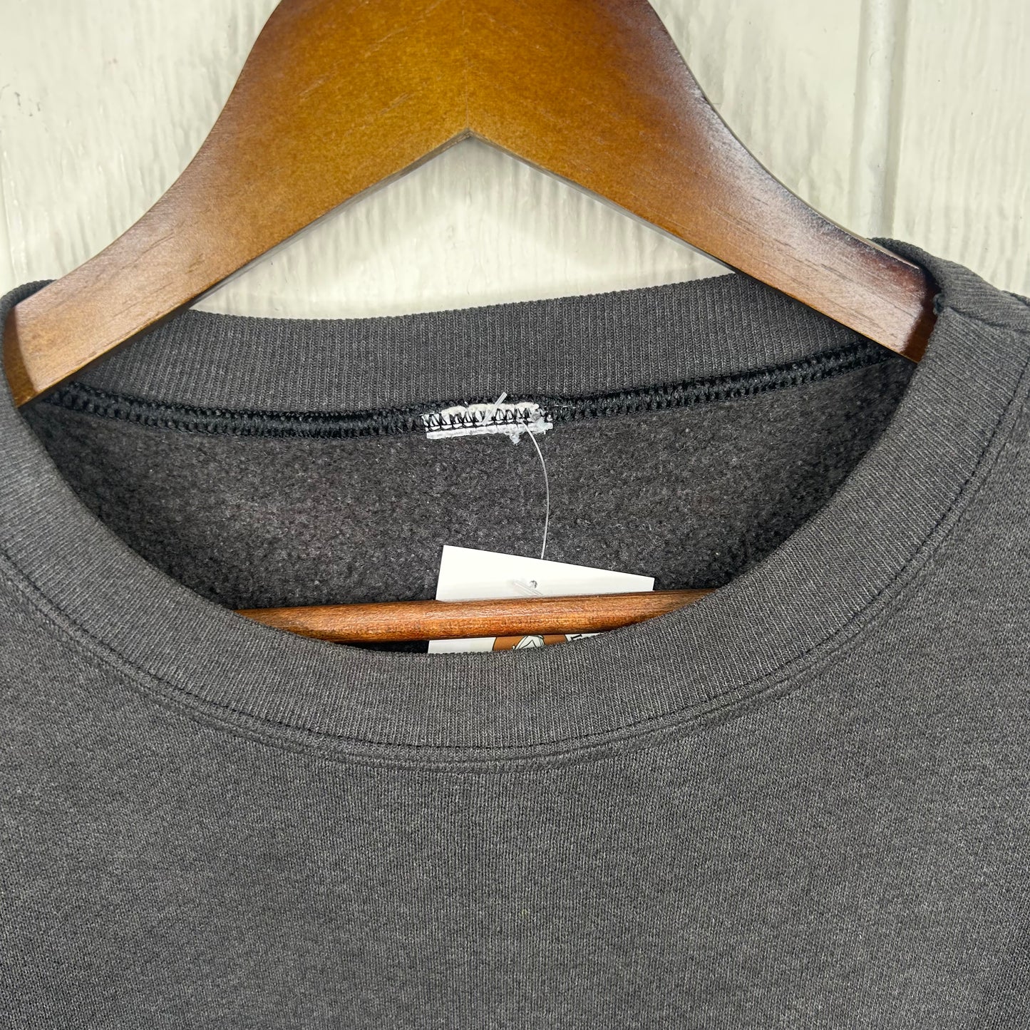 Vintage Faded Black Old School Screen Printed Crewneck (L)