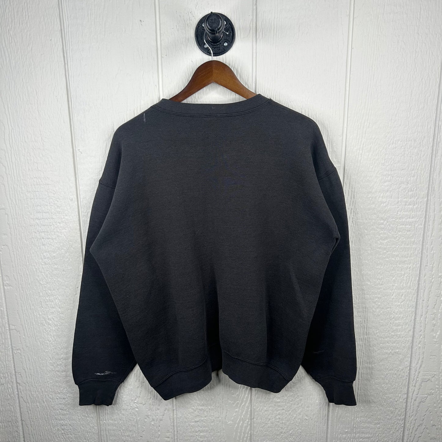Vintage Faded Black Old School Screen Printed Crewneck (L)