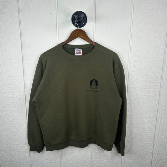 Vintage Army Green Old School Screen Printed Crewneck (M)