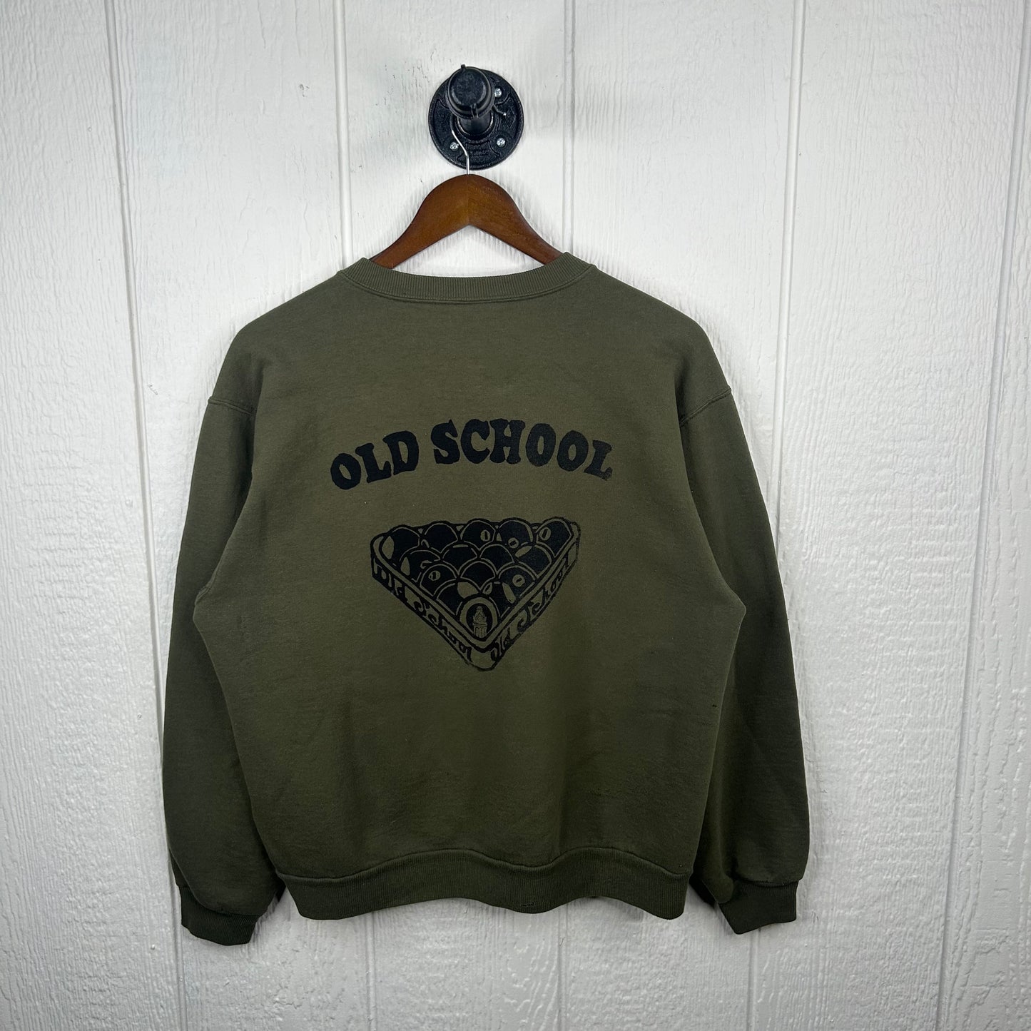 Vintage Army Green Old School Screen Printed Crewneck (M)
