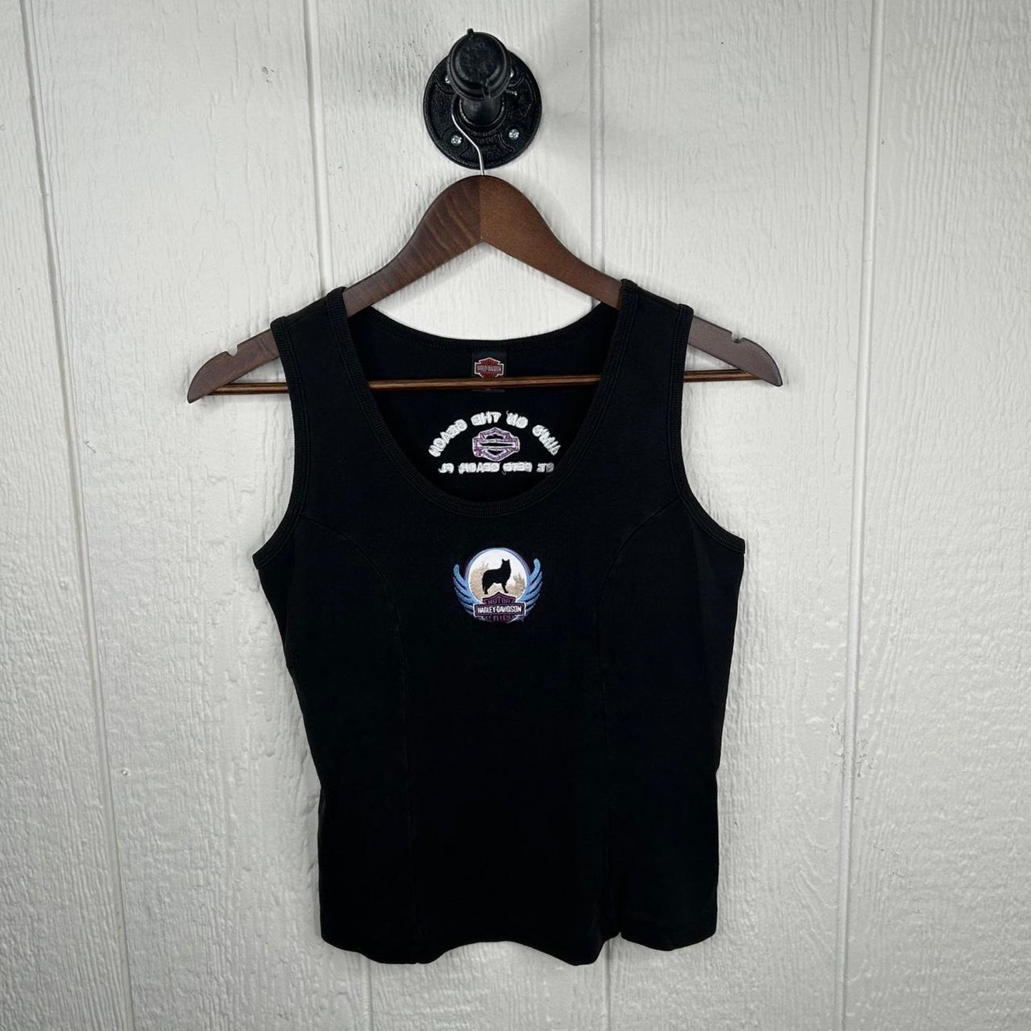 Vintage Harley Davidson Wolf St. Pete Florida Femme Skin Tight Tank (M)