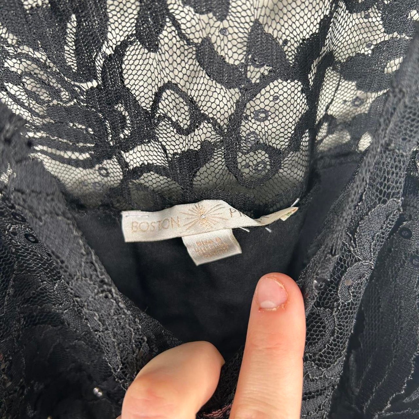 Vintage 90’s Black Sparkly Lace Halter Top (S)