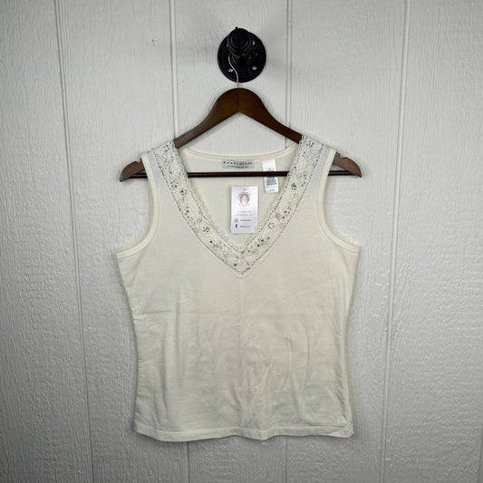 2000s y2k Sparkly V-Neck Cotton Tank Top (M)