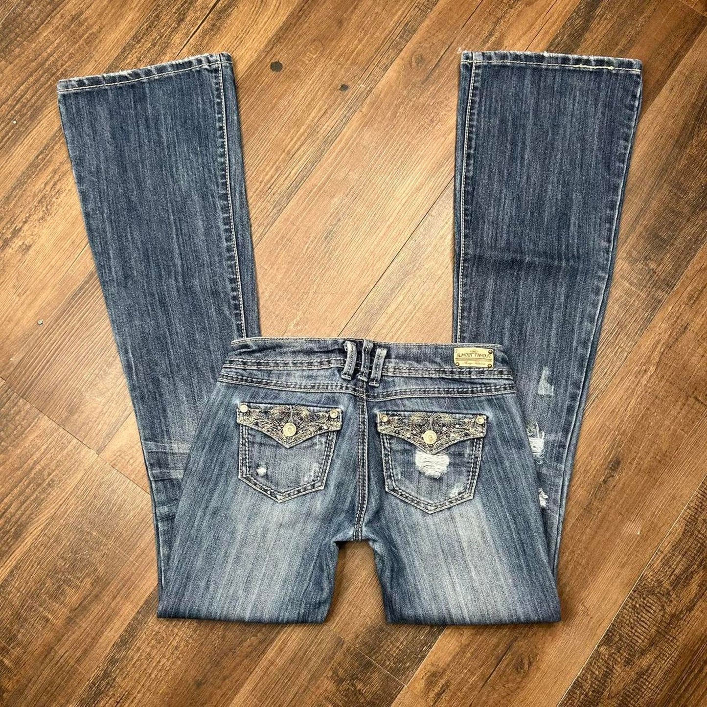 2000s y2k Almost Famous Low Rise Embellished Flare Jeans