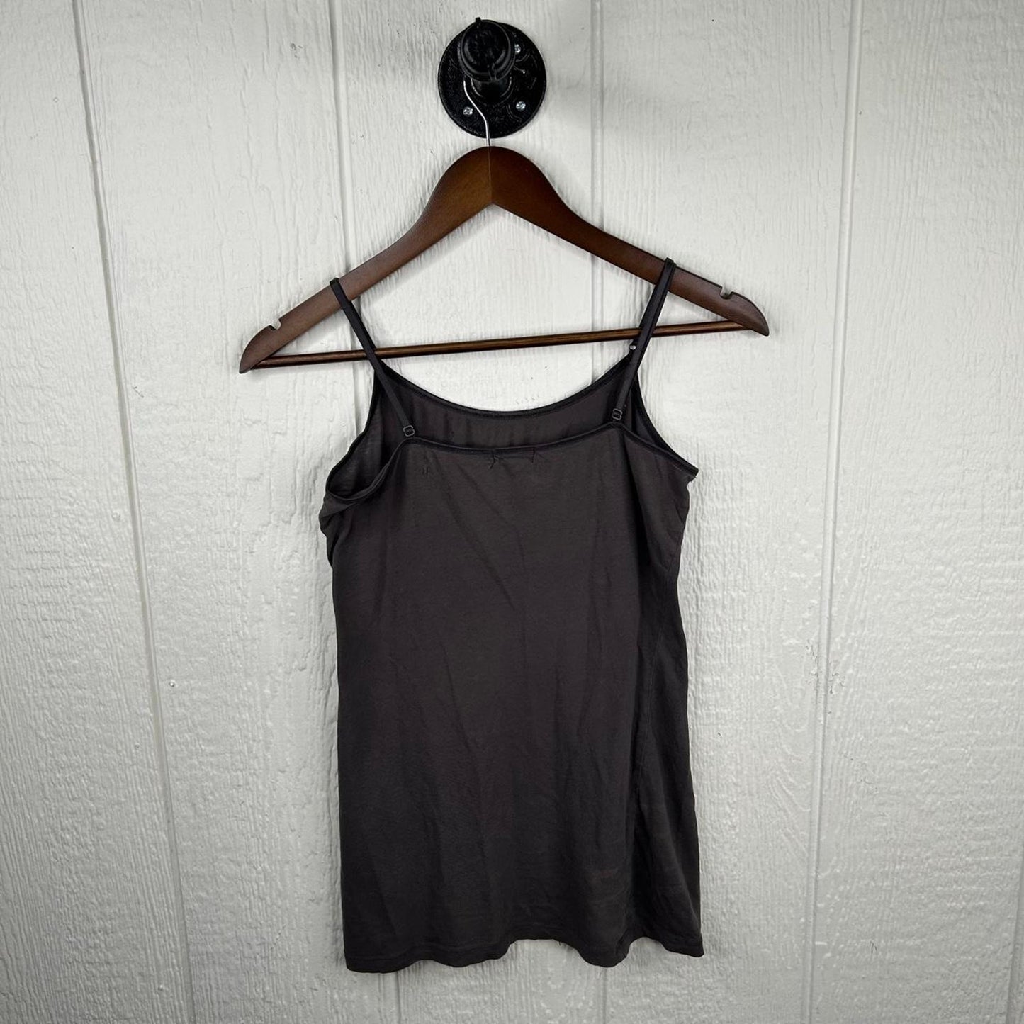 2000s y2k Charcoal Grey Spaghetti Strap Cotton Fitting Tank Top (L)