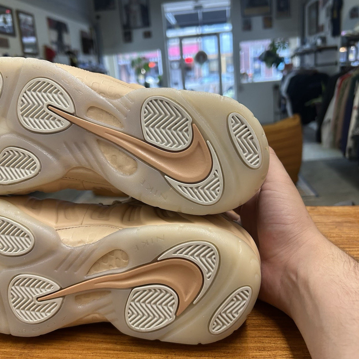 Size 11.5 - Nike Air Foamposite Pro Premium Vachetta Tan Tried On