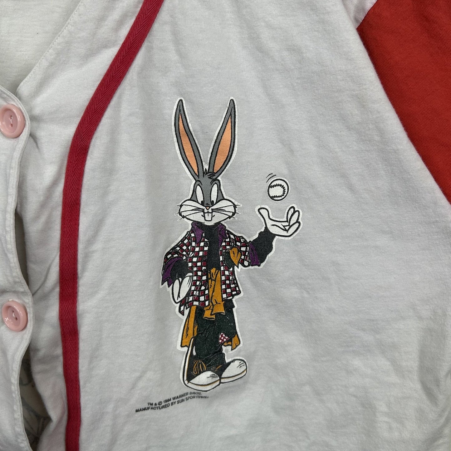 Vintage 1994 Bugs Bunny & Taz Button-Up Baseball Style (L)