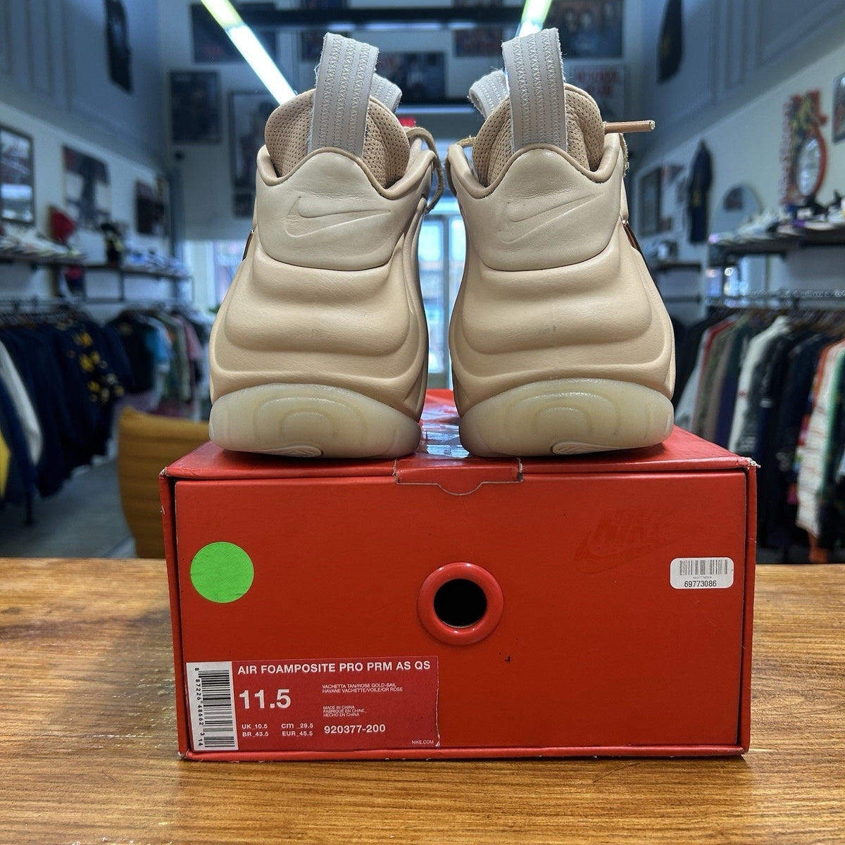 Size 11.5 - Nike Air Foamposite Pro Premium Vachetta Tan Tried On