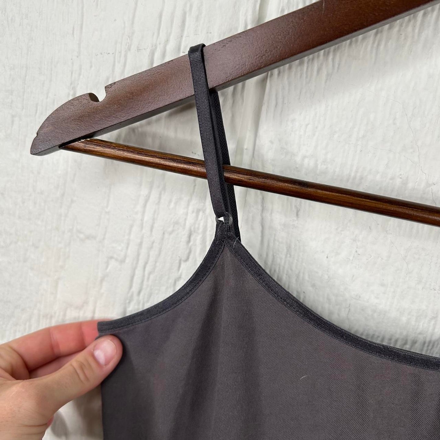 2000s y2k Charcoal Grey Spaghetti Strap Cotton Fitting Tank Top (L)