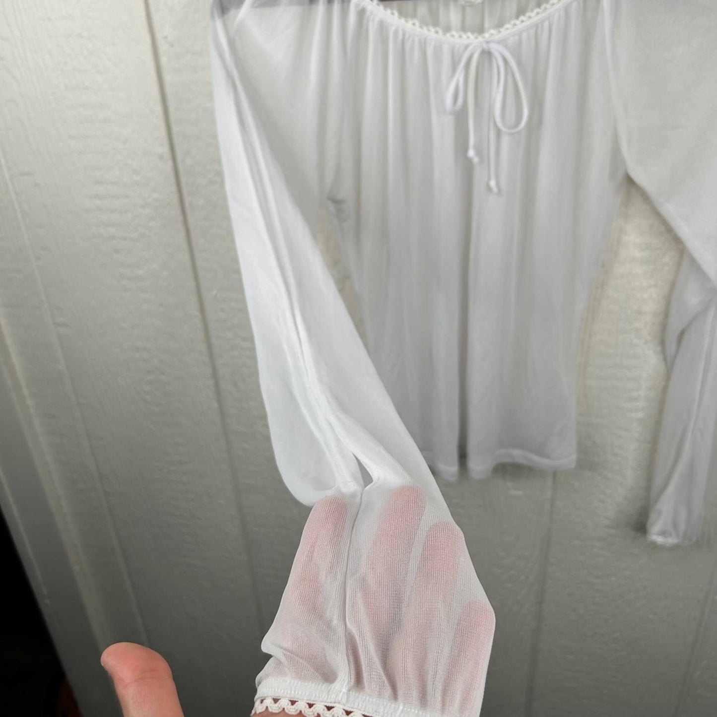 2000s Rave Sheer Split Sleeve Ethereal Coquette Top (L)