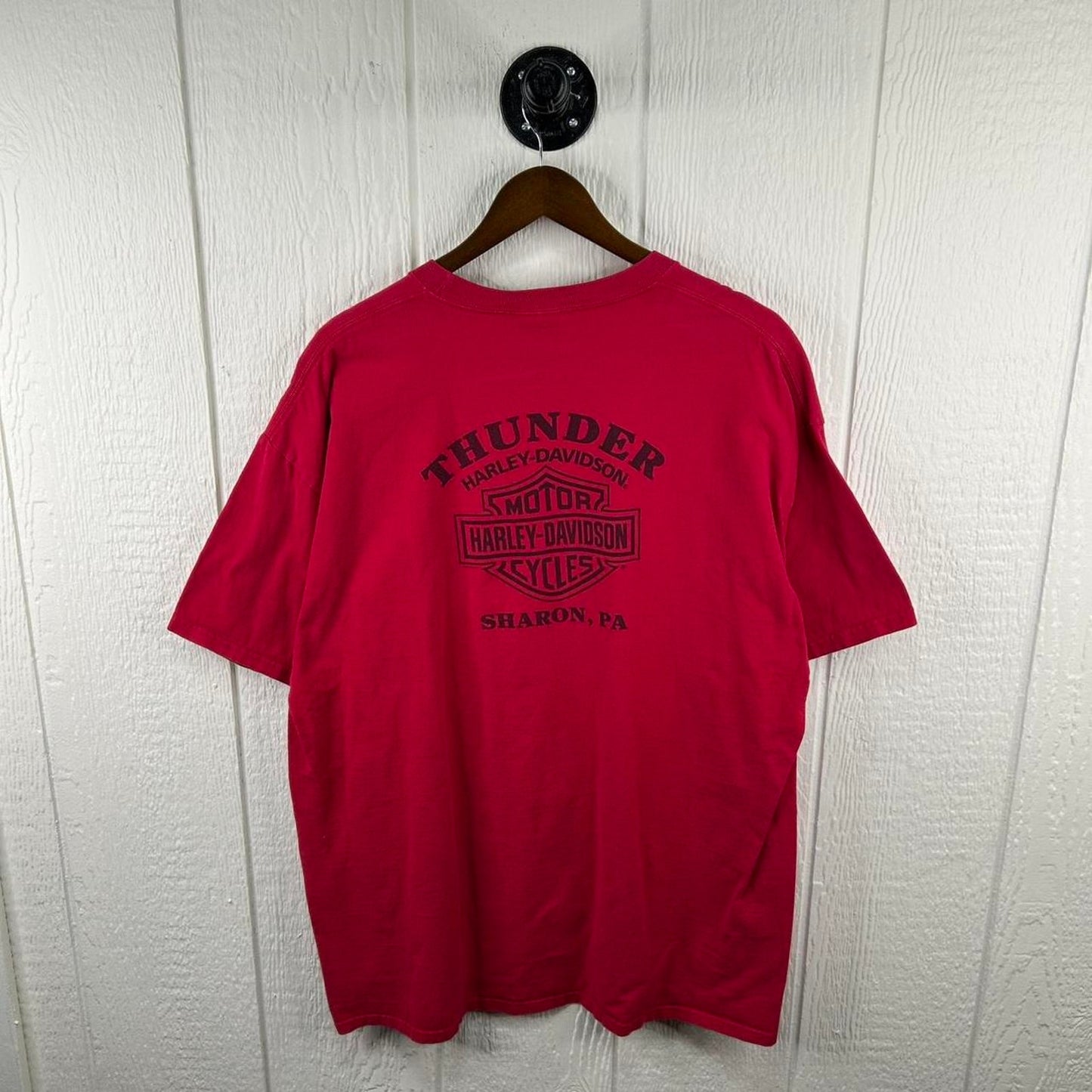 Y2K Red Harley Davidson Skull Biker Tee (XXL)